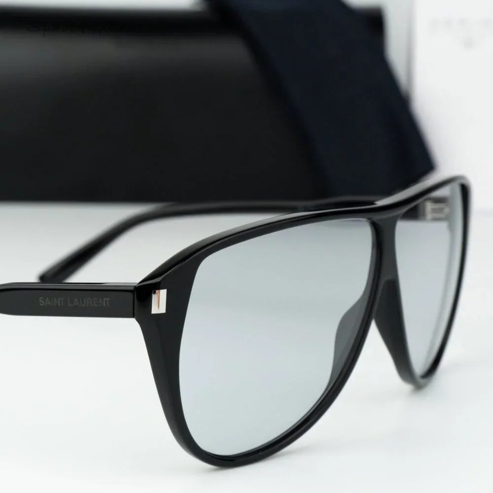 Saint Laurent Men Sunglasses Black Blue Aviator SL731 GASPAR 001 NEW AUTHENTIC
